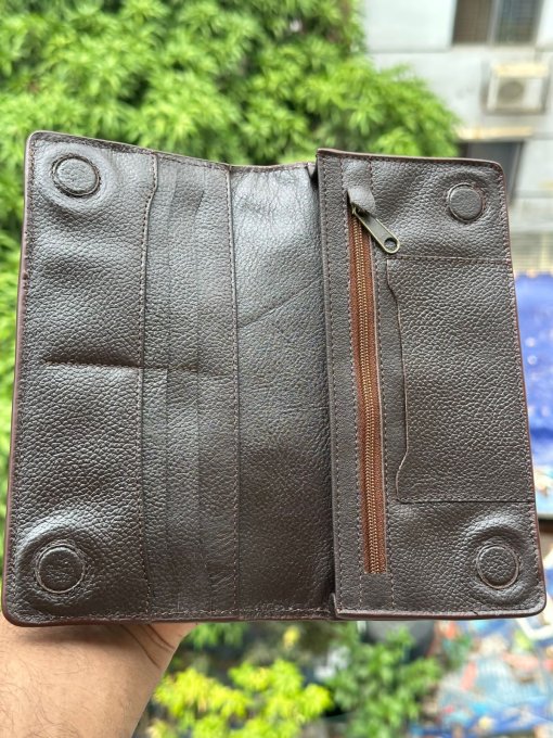 100% Original Leather Long Wallet Full Broun colour. - Image 3