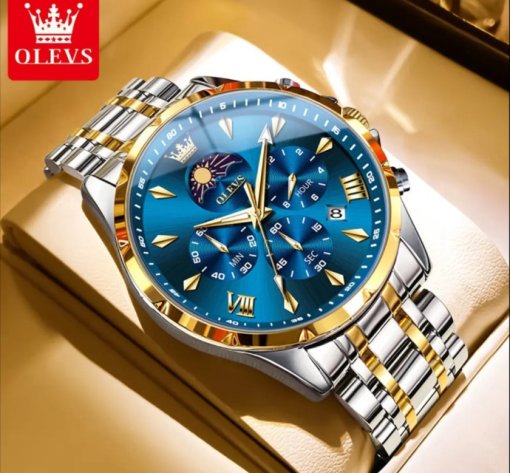 OLEVS 3653 Automatic Date Large Dial Watches Dial Blue - Image 2