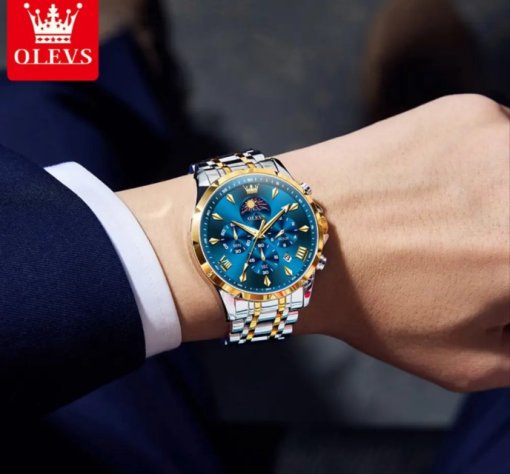 OLEVS 3653 Automatic Date Large Dial Watches Dial Blue - Image 3