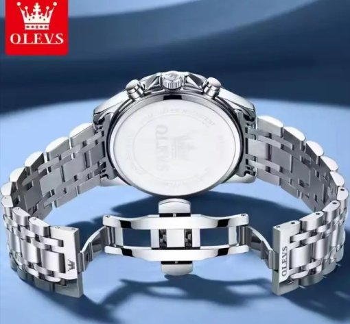 Olevs 3640 Roman Numeral Men's Watches Full Silver. - Image 5
