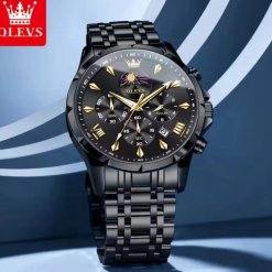OLEVS 3653 Automatic Date Large Dial Watches Full Bluck.