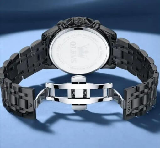 OLEVS 3653 Automatic Date Large Dial Watches Full Bluck. - Image 3