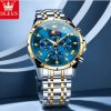 OLEVS 3653 Automatic Date Large Dial Watches Dial Blue