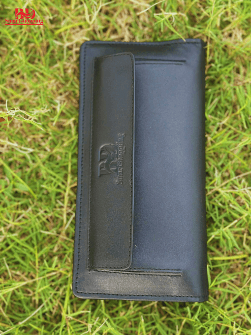 LOSM100% Original Leather Long Wallet Full Bluck. - Image 4