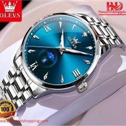 Full Silver dial Blue OLEVS 3646 Stainless Steel.