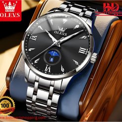 Full Silver dial Bluck OLEVS 3646 Stainless Steel.