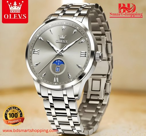 Silver dial Gray OLEVS 3646 Stainless Steel Multi Function.