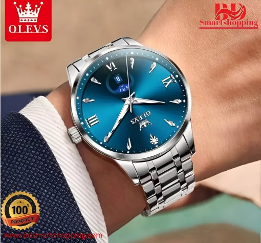 Full Silver dial Blue OLEVS 3646 Stainless Steel. - Image 3