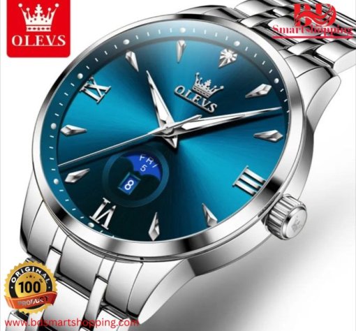 Full Silver dial Blue OLEVS 3646 Stainless Steel. - Image 2
