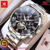 Olevs 3640 Roman Numeral Men's Watches Silver dial Bluck.